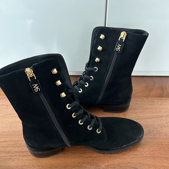 Black Stuart Weitzman suede combat boot - Picture 1 of 7